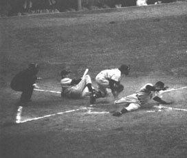 Monte Irvin stealing home