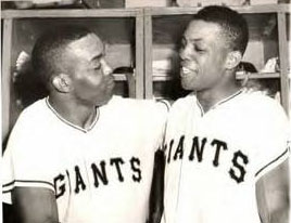 Monte Irvin with Willie Mays