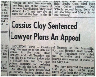 newspaper report of Muhammad Ali conviction and sentancing