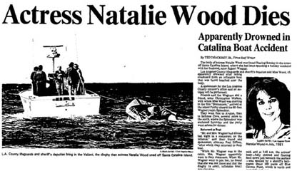 Natalie Wood newspaper report on her death