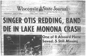 Nespaper report of otis Redding's death