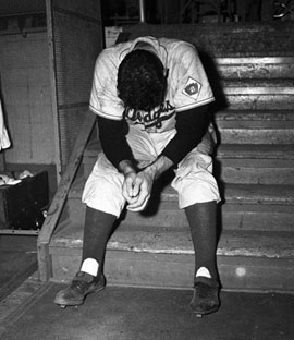 Ralph Branca in the clubhouse after the Shot Heard Round The World