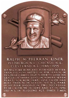 Ralph Kiner's hall of fame plaque