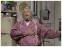 Redd Foxx holding his heart on Sanford and Son