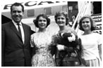 Richard Nixon with his wife and 2 daughters