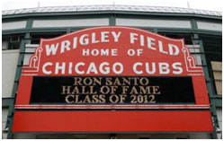 Ron Santo congrats at wrigley feild