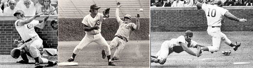 Ron Santo playing the field for the Cubs