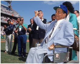 Roy Campanella in a wheel chair