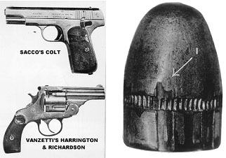 Sacco & Vanzetti guns and bullet