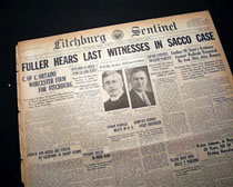 newspaper report of Sacco & Vanzetti demonstrations