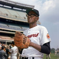 Satchel Paige in an Atlanta Braves uniform