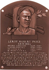 Satchel Paige hall of fame plaque