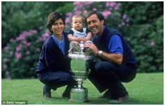 Seve Ballesteros with his wife and son