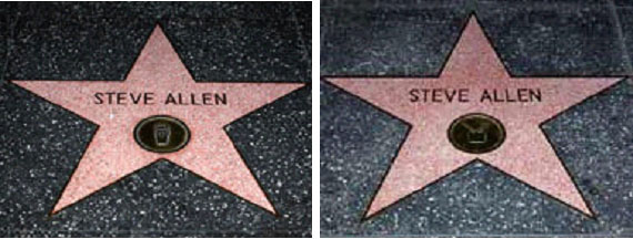 Steve Allen's two stars on the Hollywood Walk of Fame