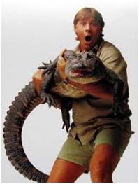 Steve Irwin with crocodile