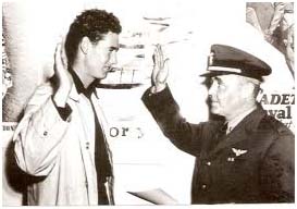 Ted Williams being sworn in to the military