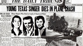 newspaper report of The Big Bopper death