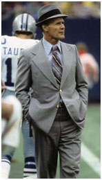 Tom Landry wearing a suit during the game