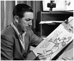 Walt Disney drawing Mickey Mouse