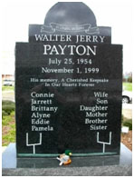 Walter Payton's plaque at the pro football hall of fame