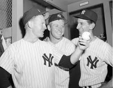 Whitey Ford  with Mickey Mantle and Billy Martin