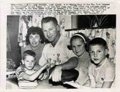 Whitey Ford with his wife and kids