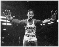 Wilt Chamberlain playing for the University of Kansas