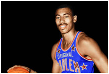 Wilt Chamberlain playing for the Harlem Globetrotters