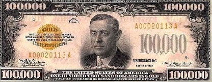 100,000 dollar bill