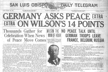 Woodrow Wilson 14 points in newspaper