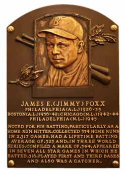 Jimmy Foxx Hall Of Fame Plaque