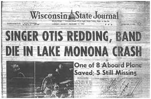 redding otis death plane headlines crash dead wisconsin newspaper funeral soul madison body journal state his died ago years today
